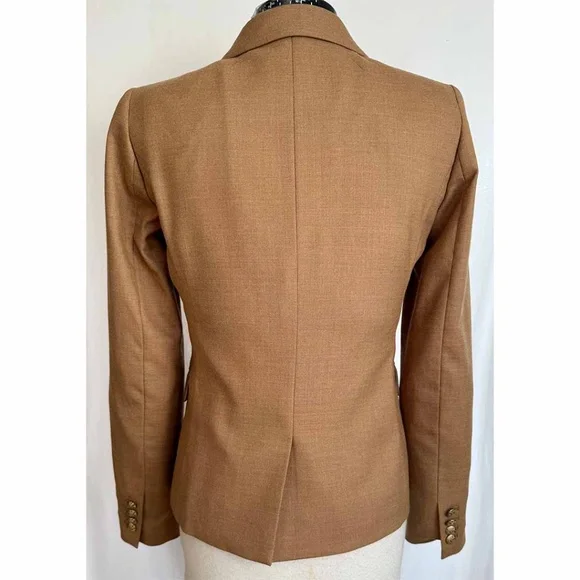 J. Crew Factory Women Sz 6 Camel Wool Blend Schoolboy Blazer Tailored Jacket EUC - Picture 4 of 11
